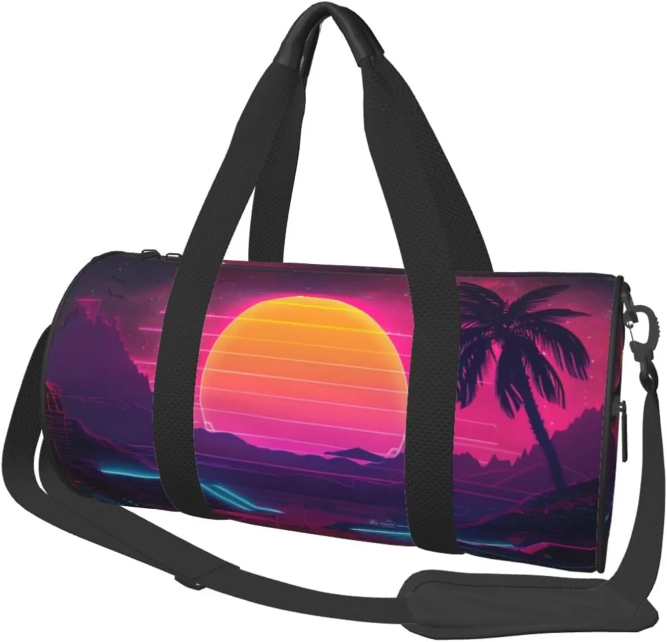 Retrowave pictures Printed Sports Gym Bag for Men Women Foldable Duffel Bag Carry On Weekender Bag for Travel Sports