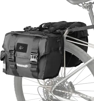 Rhinowalk Bike Pannier Bag with Rain Cover 22L Waterproof Bicycle Double Pannier Bags with Support Plate for Long Distance Riding Saddle Pouches for Bike Rear Rack Cycling Accessories(Black)