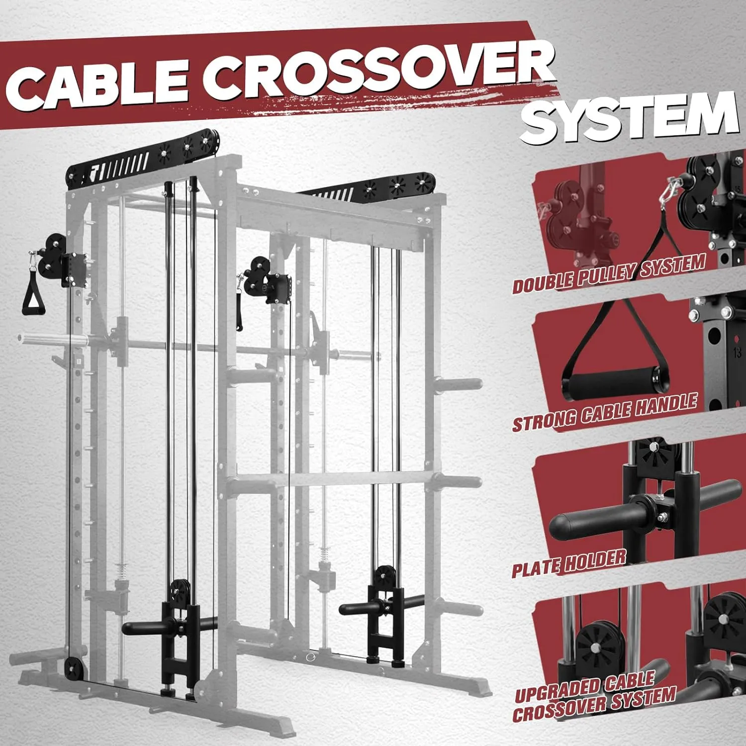 RitFit M1 & M1 Pro Smith Machine Weight Stack Set with Cable Crossover System, Multi-Function Squat Rack Power Cage for Home Gym, Power Rack and Packages