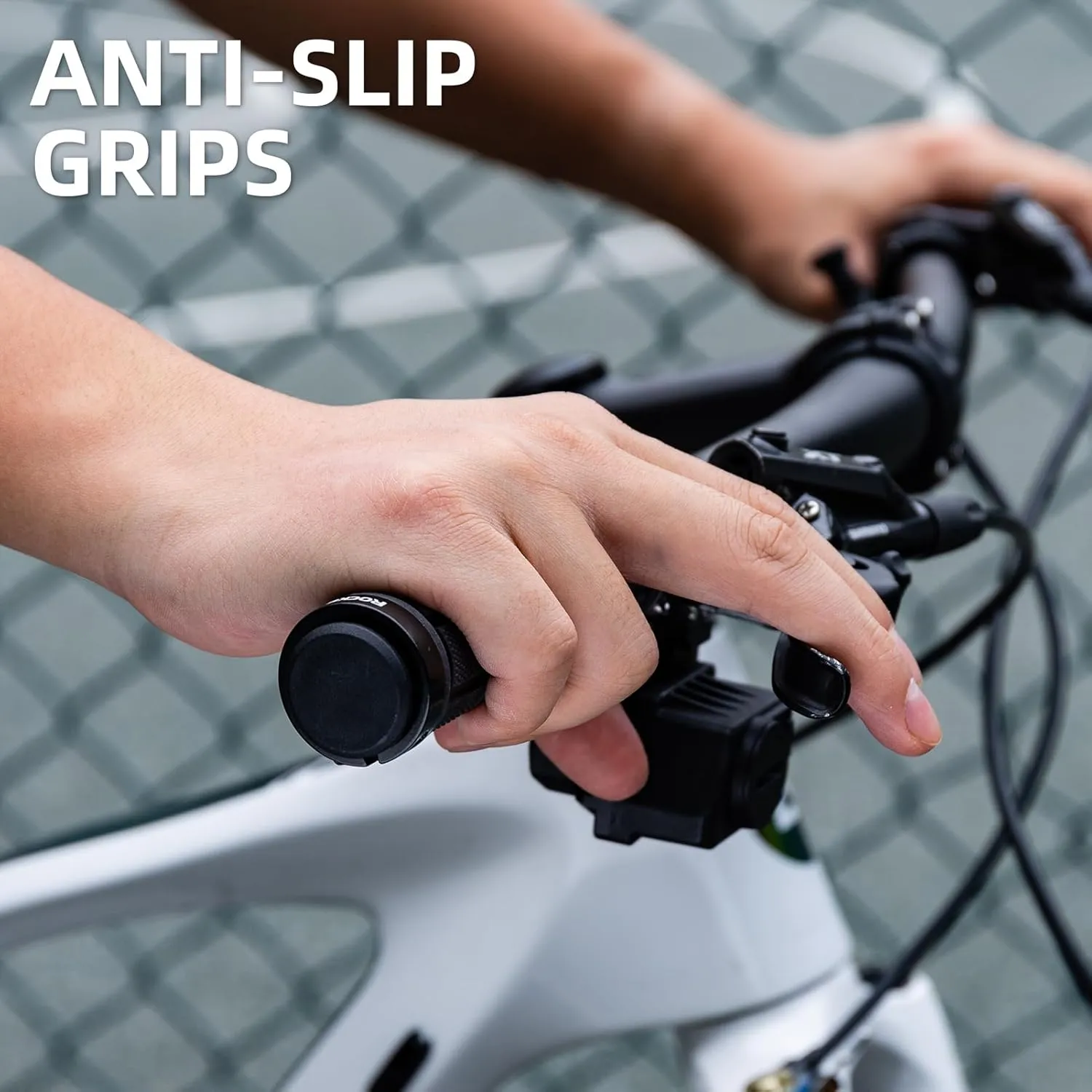 ROCKBROS 4pcs Bike Handlebar Grips - Double Lock On, Comfortable, Anti-Slip for Mountain, BMX, Scooter, Beach Cruiser & Folding Bikes