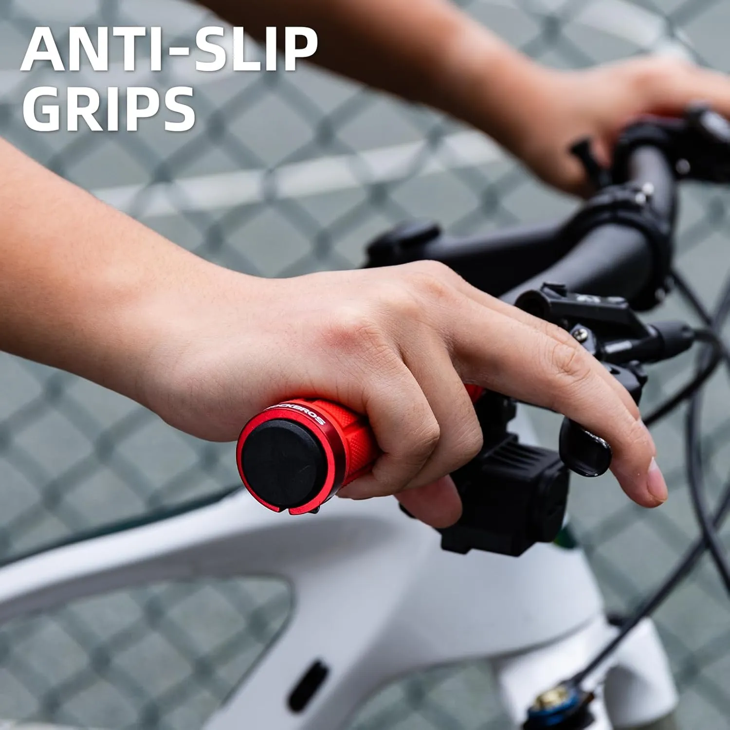 ROCKBROS 4pcs Bike Handlebar Grips - Double Lock On, Comfortable, Anti-Slip for Mountain, BMX, Scooter, Beach Cruiser & Folding Bikes