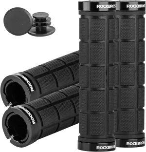ROCKBROS 4pcs Bike Handlebar Grips - Double Lock On, Comfortable, Anti-Slip for Mountain, BMX, Scooter, Beach Cruiser & Folding Bikes
