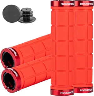 ROCKBROS 4pcs Bike Handlebar Grips - Double Lock On, Comfortable, Anti-Slip for Mountain, BMX, Scooter, Beach Cruiser & Folding Bikes