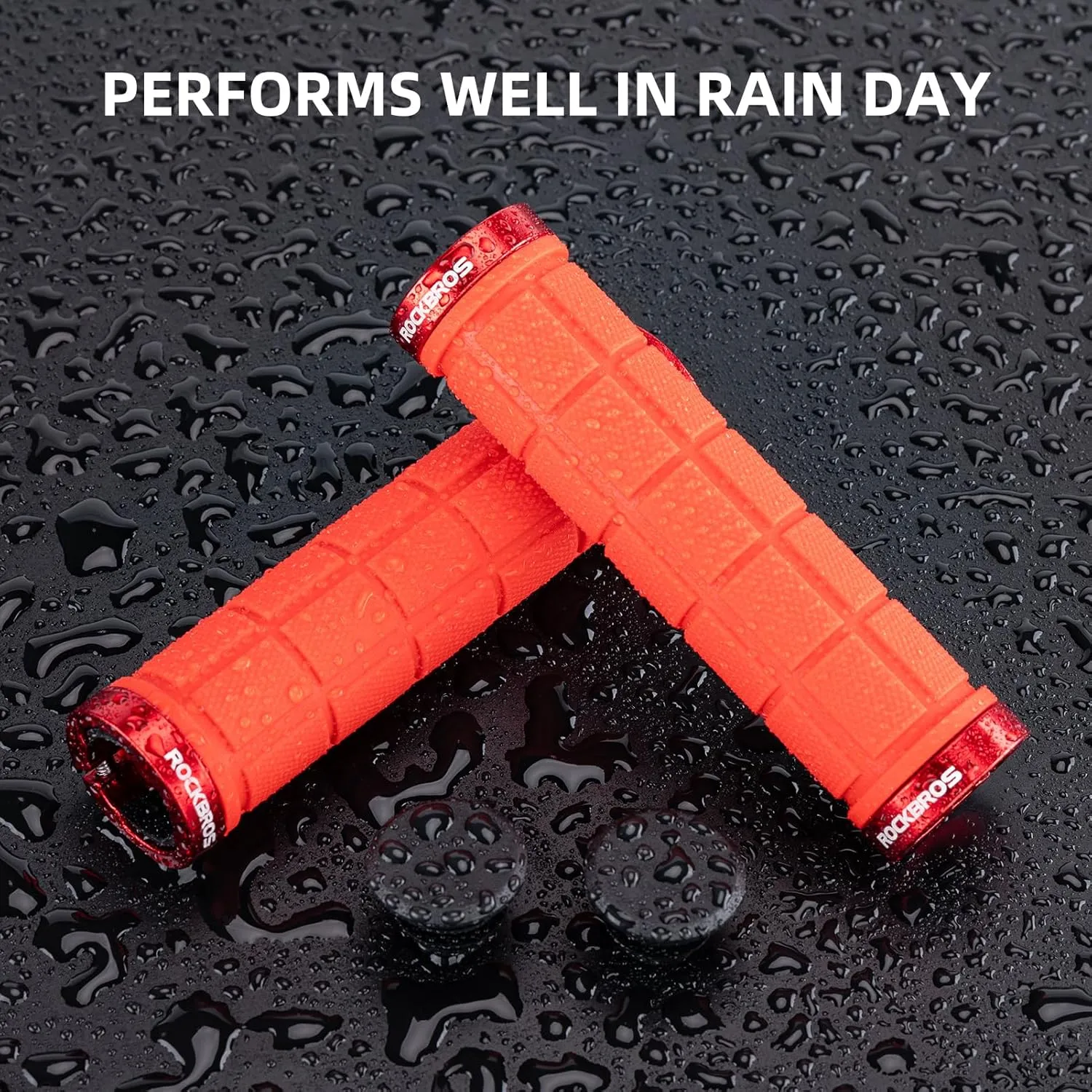 ROCKBROS 4pcs Bike Handlebar Grips - Double Lock On, Comfortable, Anti-Slip for Mountain, BMX, Scooter, Beach Cruiser & Folding Bikes