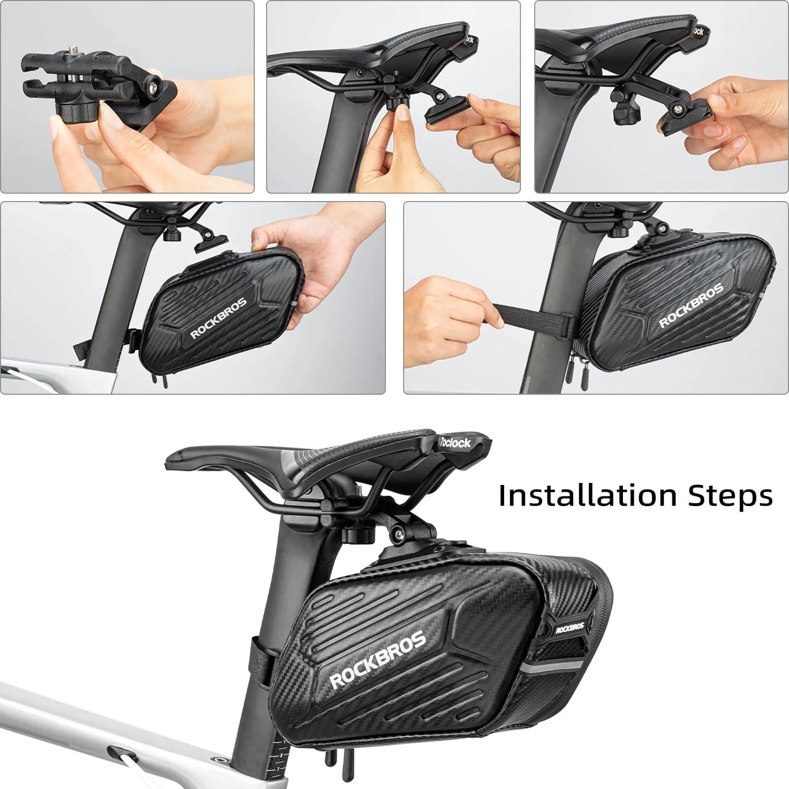 ROCKBROS Bicycle Saddle Bag Waterproof Pouch Stiff Mountain Bag 1.5 L