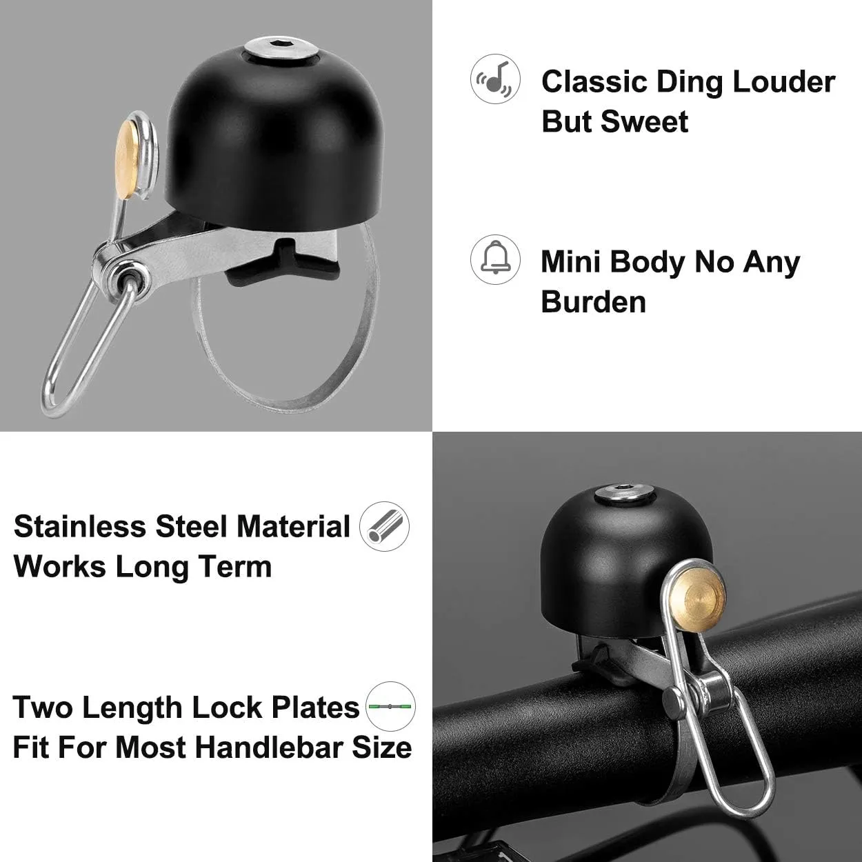 ROCKBROS Bike Bell Classic Bicycle Bell for Bike Ring Bell with Loud Sound Bells for Road Mountain Bike Handlebars Adults