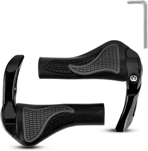 ROCKBROS Bike Grips Single Lock-on Bicycle Handle Bar Ergonomics Non-Slip Mountain Bike Handlebar Comfortable & Shock Absorption Rubber Grips for BMX, MTB, Beach Cruiser, Scooter