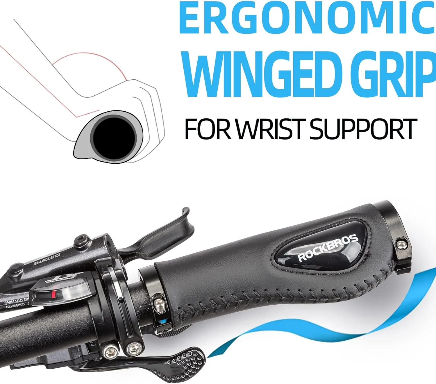 ROCKBROS Bike Handle Grips Ergonomics Design Soft Gel Dual Lock on Bicycle Handlebar Grips for Mountain MTB MBX Bike Electric Scooter