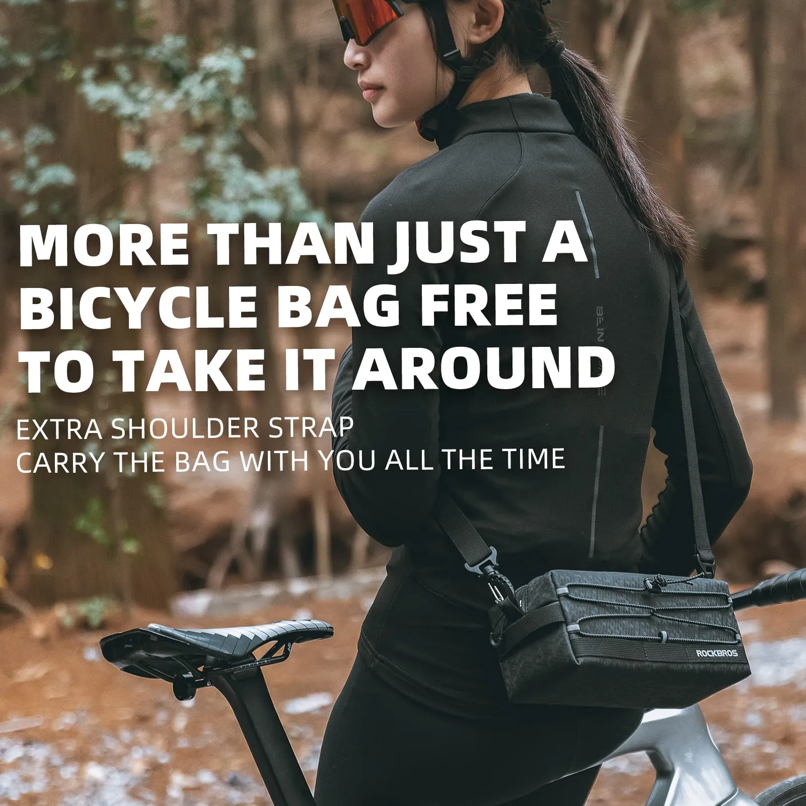 ROCKBROS Bike Handlebar Bag with Detachable Shoulder Strap 2L