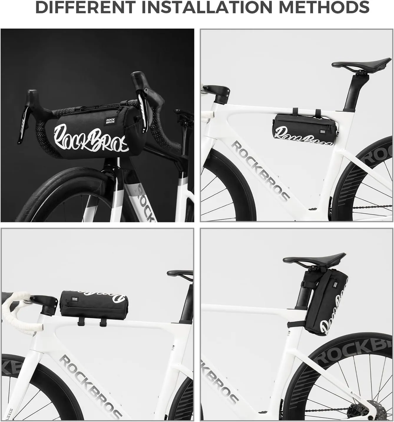 ROCKBROS Bike Handlebar Front Bag Bicycle Handy Frame Roll Bag with Shoulder Removable Strap Mountain Bike Storage Pouch Cycling Accessories