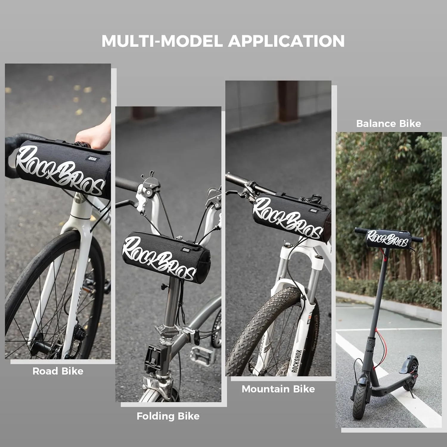 ROCKBROS Bike Handlebar Front Bag Bicycle Handy Frame Roll Bag with Shoulder Removable Strap Mountain Bike Storage Pouch Cycling Accessories