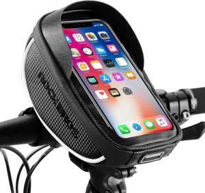 ROCKBROS Bike Phone Mount Bag Bike Front Frame Handlebar Bag Waterproof Bike Phone Holder Case Bicycle Accessories Pouch Sensitive Touch Screen Compatible with iPhone 11 XS Max XR 8 Plus Below 6.5"