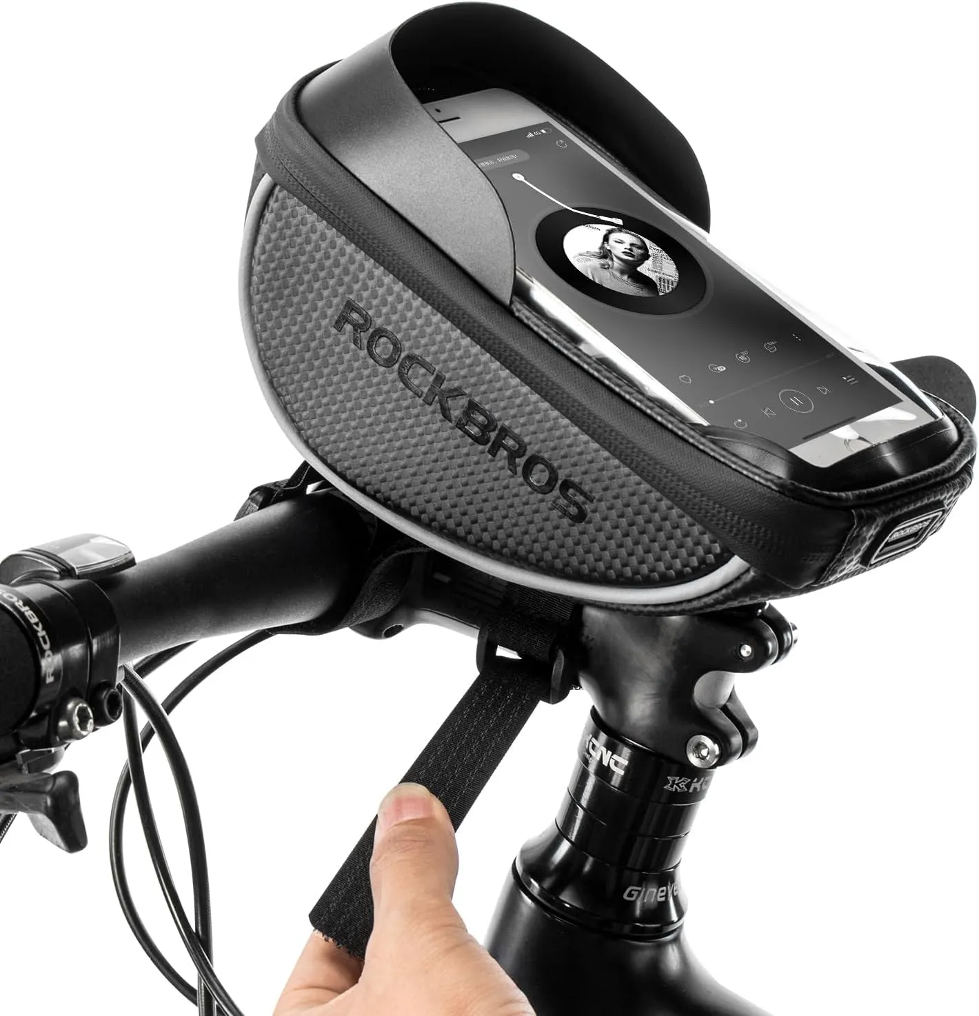 ROCKBROS Bike Phone Mount Bag Bike Front Frame Handlebar Bag Waterproof Bike Phone Holder Case Bicycle Accessories Pouch Sensitive Touch Screen Compatible with iPhone 11 XS Max XR 8 Plus Below 6.5"