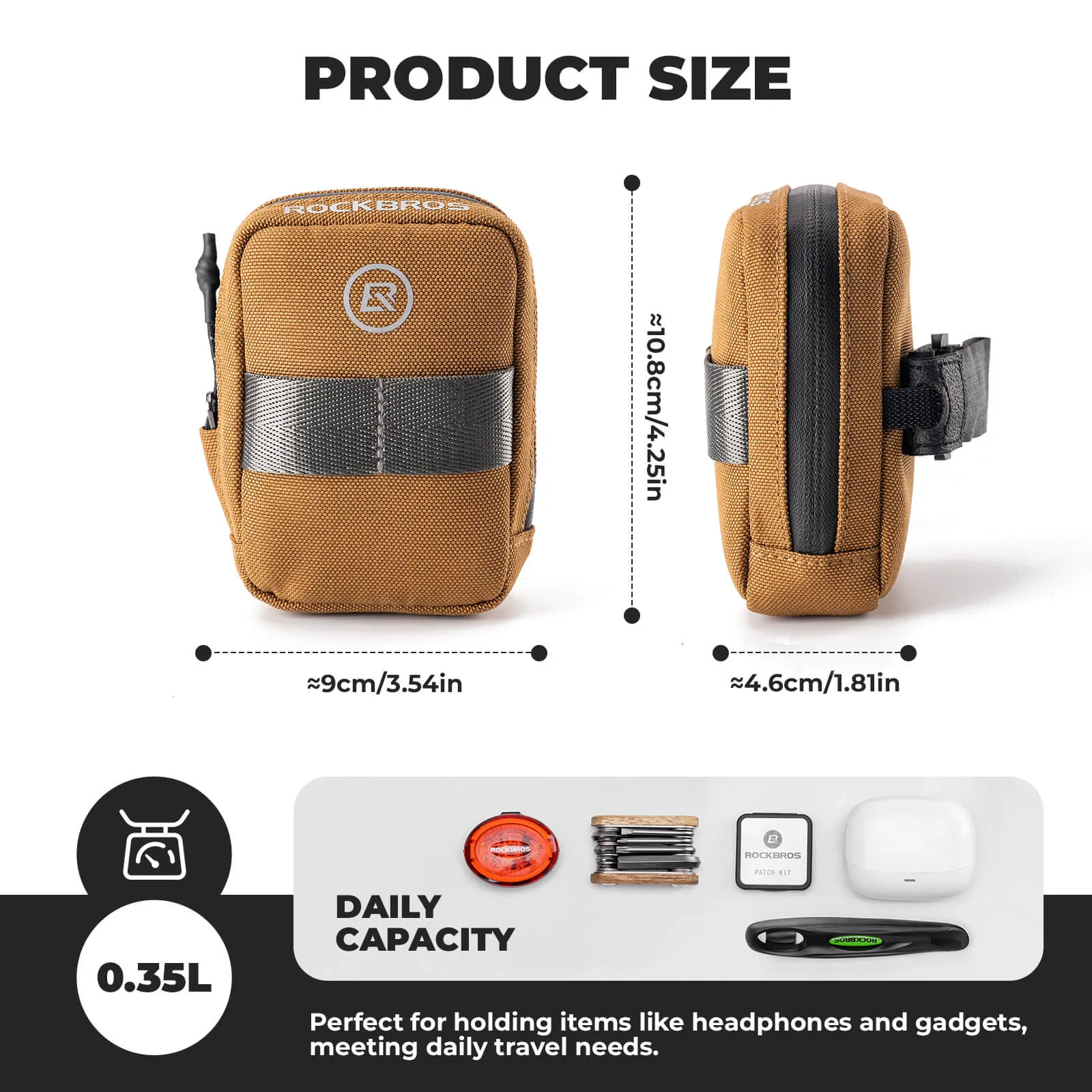 ROCKBROS Bike Saddle Bag Portable 0.35L