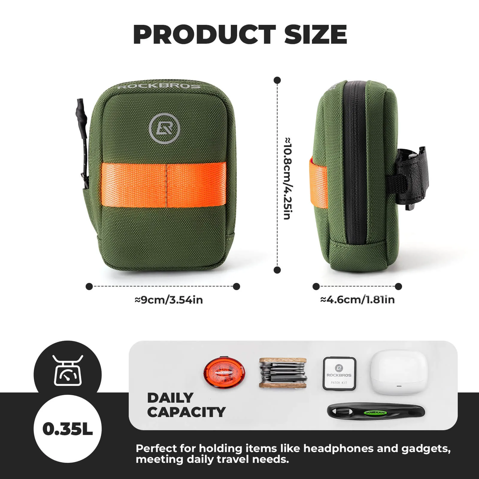 ROCKBROS Bike Saddle Bag Portable 0.35L