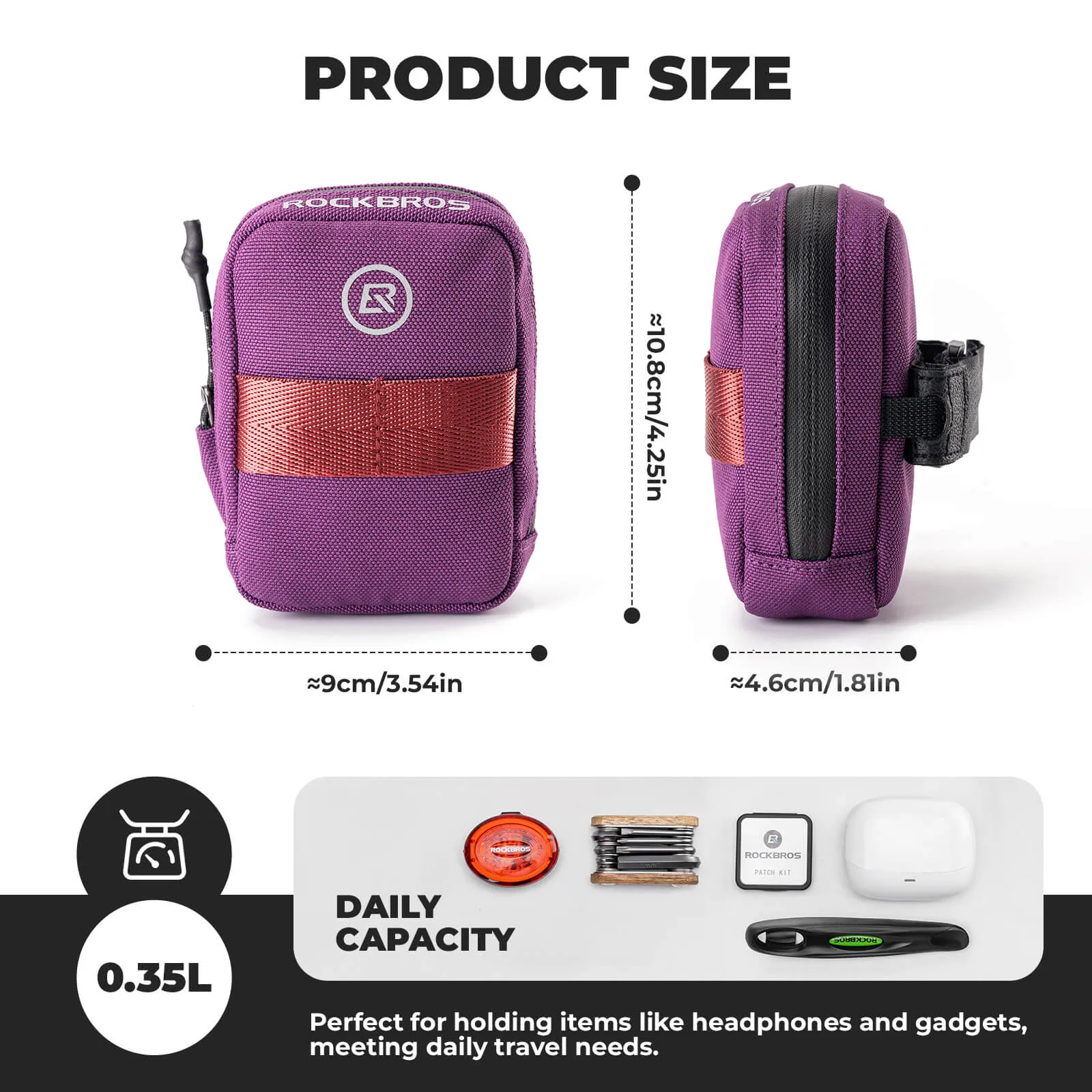 ROCKBROS Bike Saddle Bag Portable 0.35L