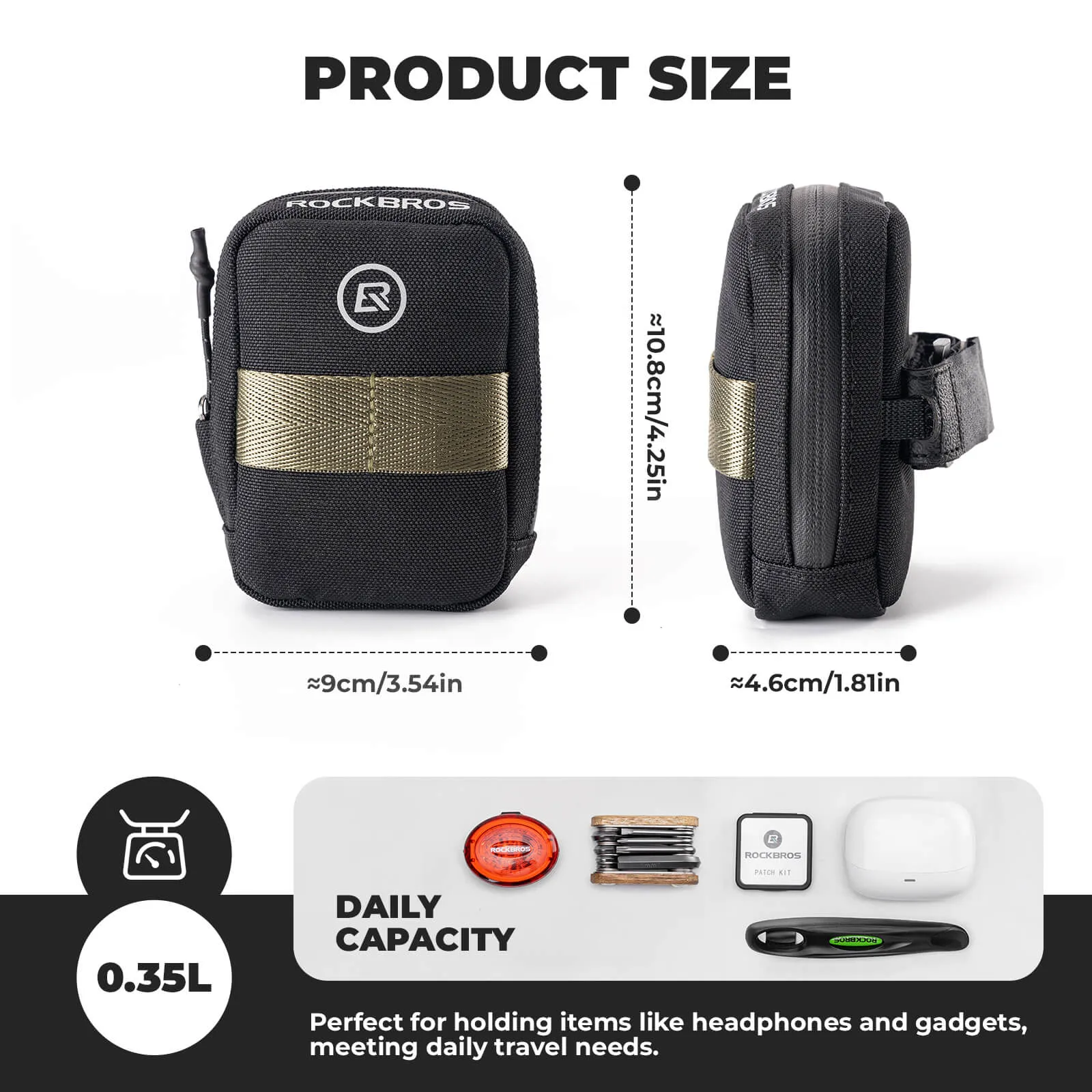 ROCKBROS Bike Saddle Bag Portable 0.35L