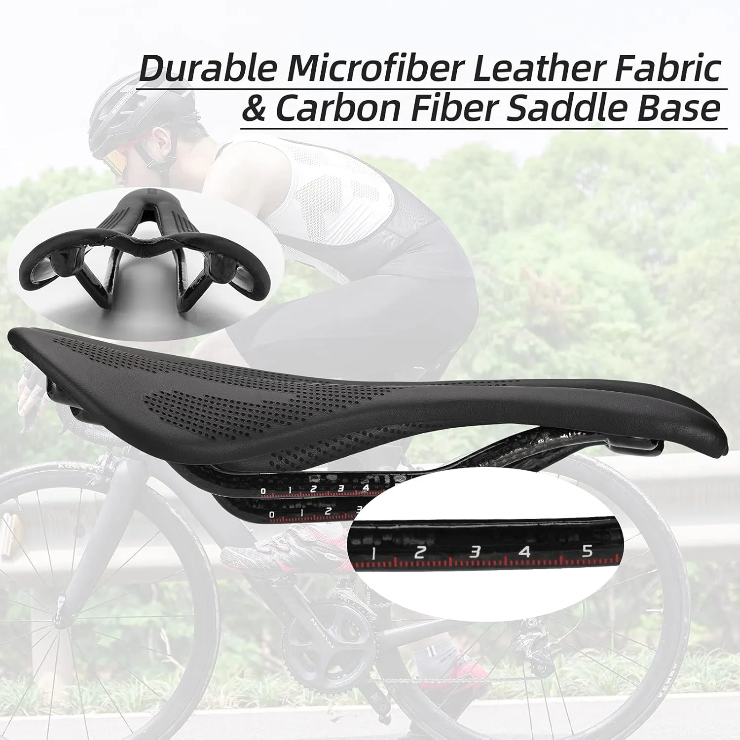 ROCKBROS Bike Seat Lightweight Carbon Fiber Bike Saddle Comfortable Road Bike Seat Bicycle Accessories for Men Women Pneumatic Cycling Saddle Cushion Shock Absorbing for Road MTB Mountain Bikes
