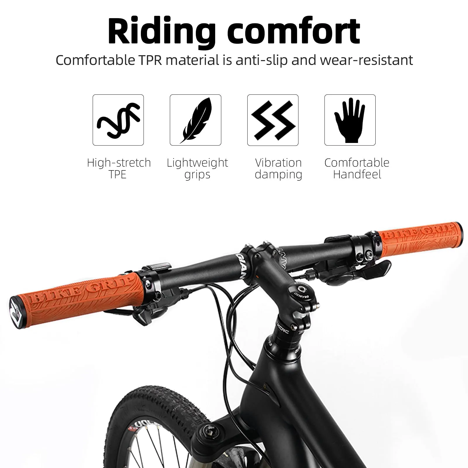 ROCKBROS Mountain Bike Handlebar Grips Double Lock-on Rubber Anti-slip