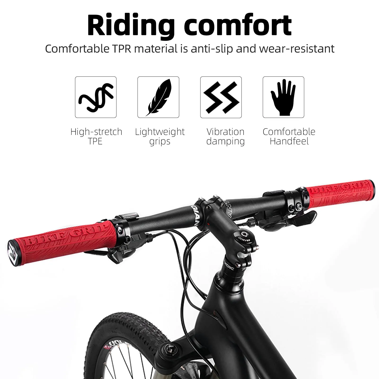 ROCKBROS Mountain Bike Handlebar Grips Double Lock-on Rubber Anti-slip