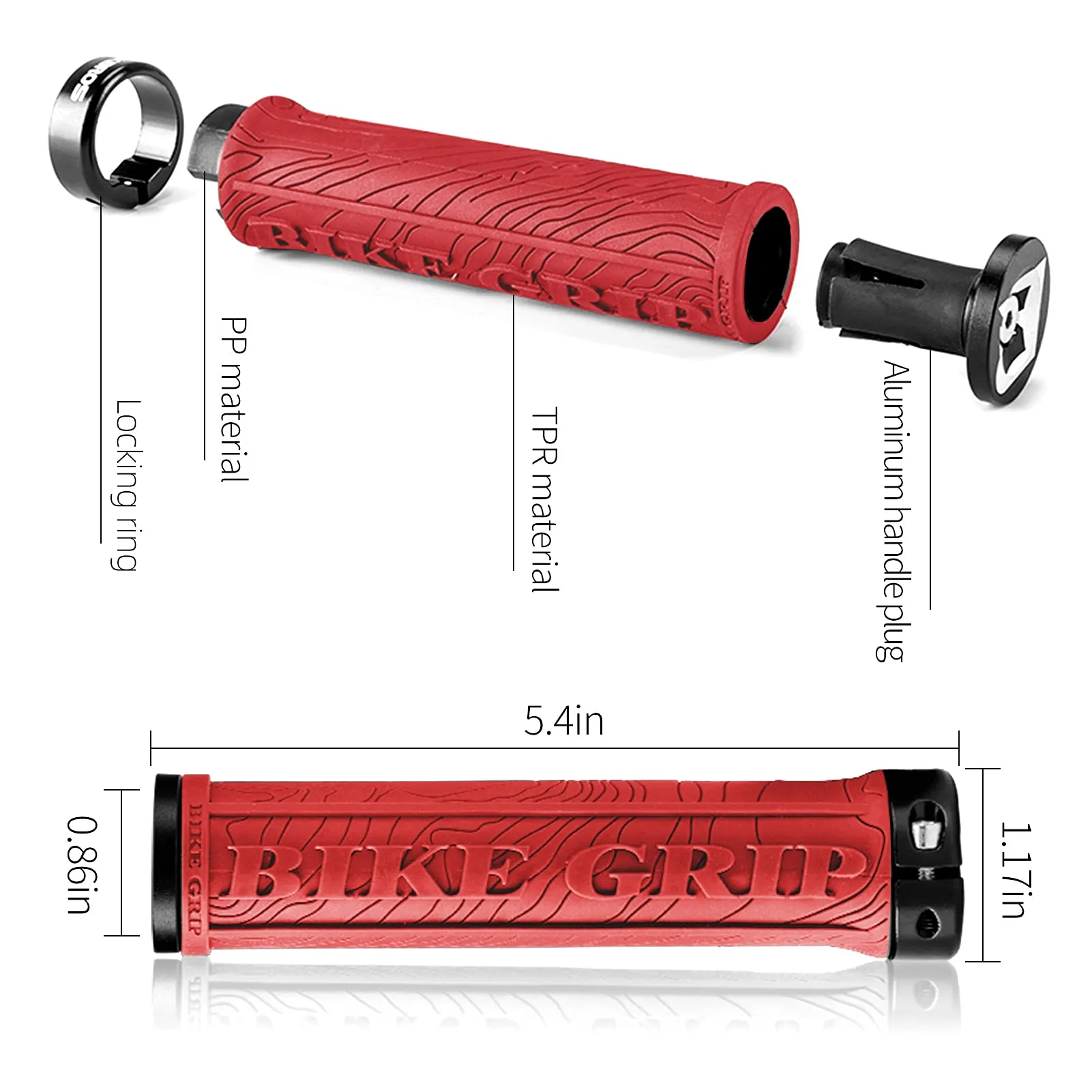 ROCKBROS Mountain Bike Handlebar Grips Double Lock-on Rubber Anti-slip