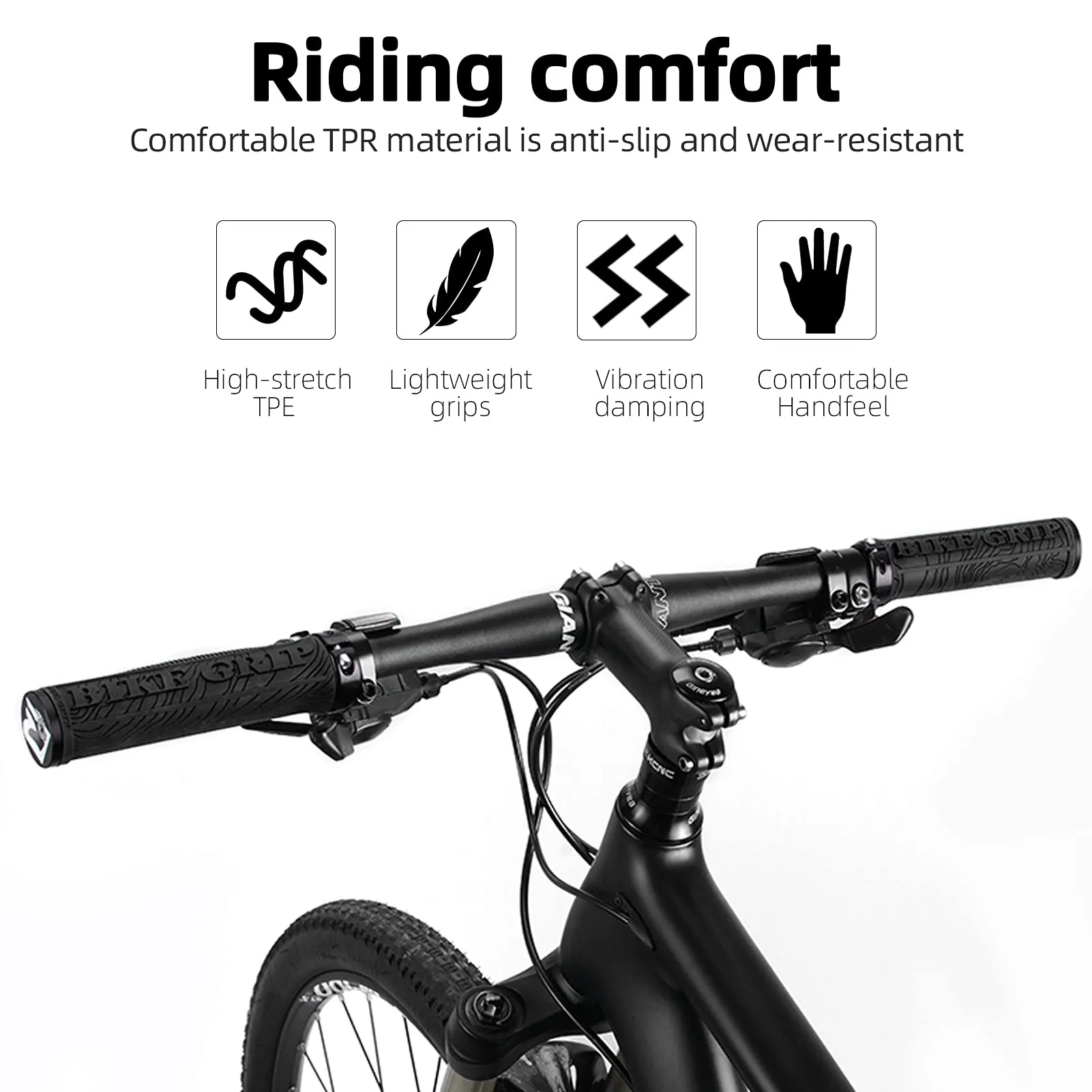 ROCKBROS Mountain Bike Handlebar Grips Double Lock-on Rubber Anti-slip