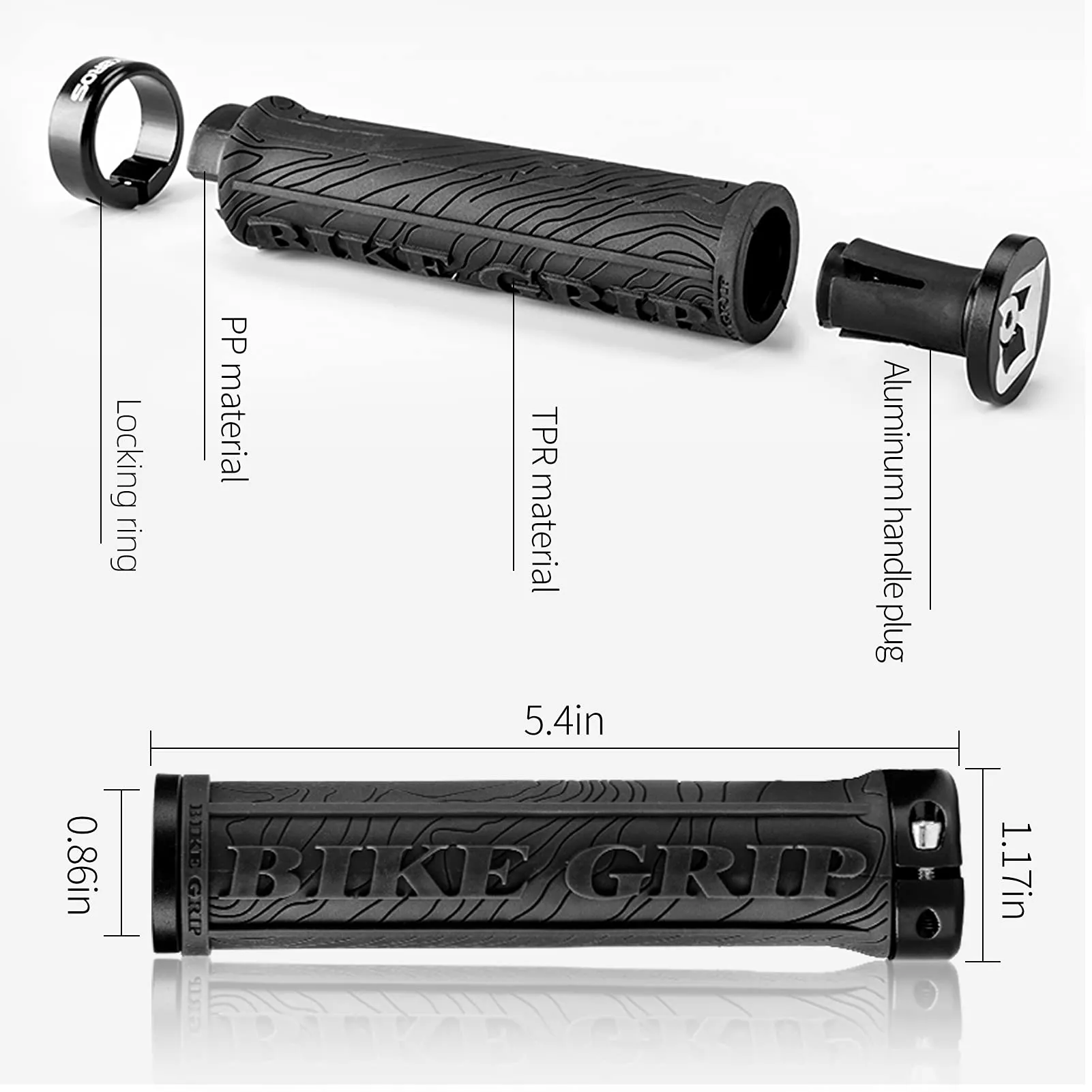 ROCKBROS Mountain Bike Handlebar Grips Double Lock-on Rubber Anti-slip