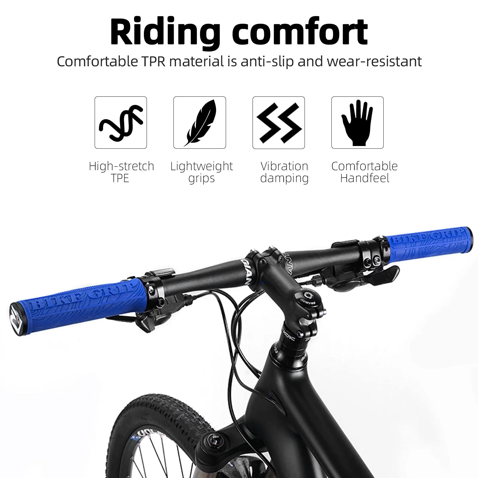 ROCKBROS Mountain Bike Handlebar Grips Double Lock-on Rubber Anti-slip