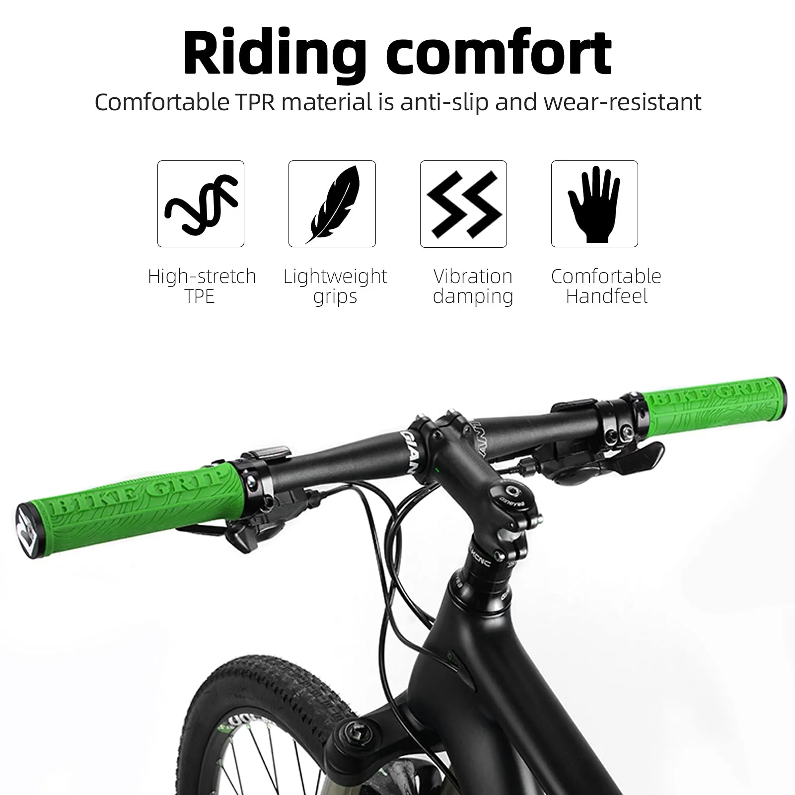 ROCKBROS Mountain Bike Handlebar Grips Double Lock-on Rubber Anti-slip