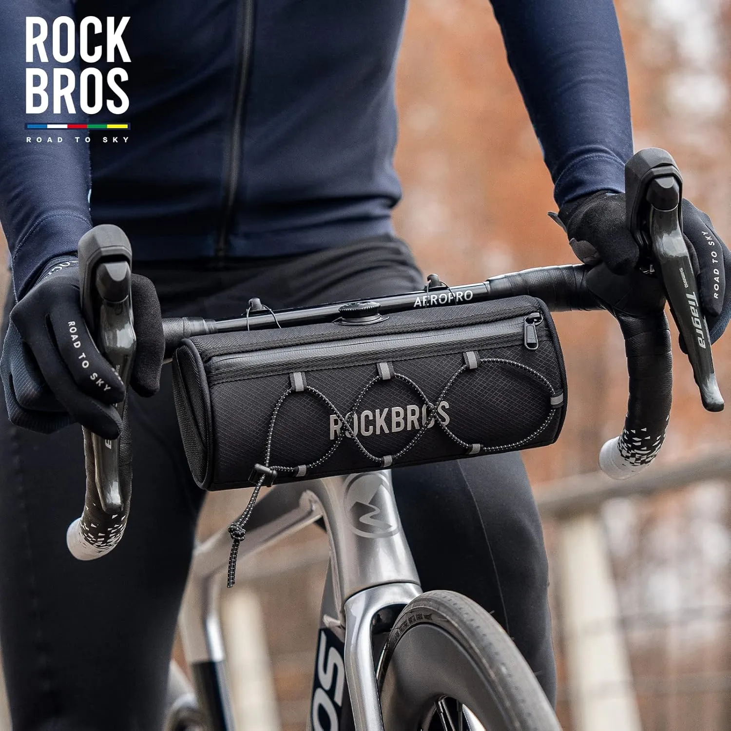ROCKBROS ROAD TO SKY Bike Handlebar Bag Bicycle Front Bag Bag Storage Bag Lightweight & Sturdy Bicycle Handlebar bag for Road Mountain Bike 2L,Black