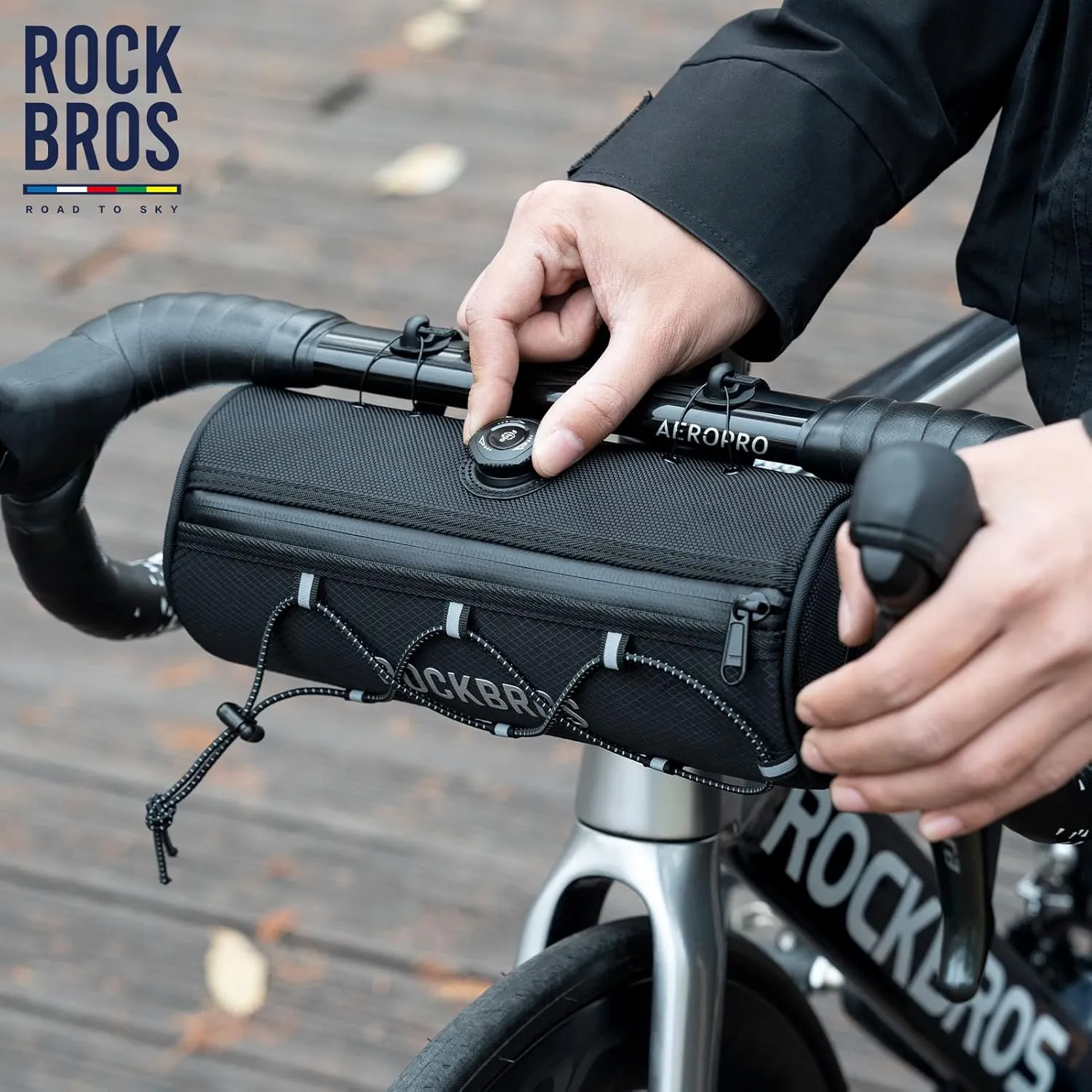 ROCKBROS ROAD TO SKY Bike Handlebar Bag Bicycle Front Bag Bag Storage Bag Lightweight & Sturdy Bicycle Handlebar bag for Road Mountain Bike 2L,Black