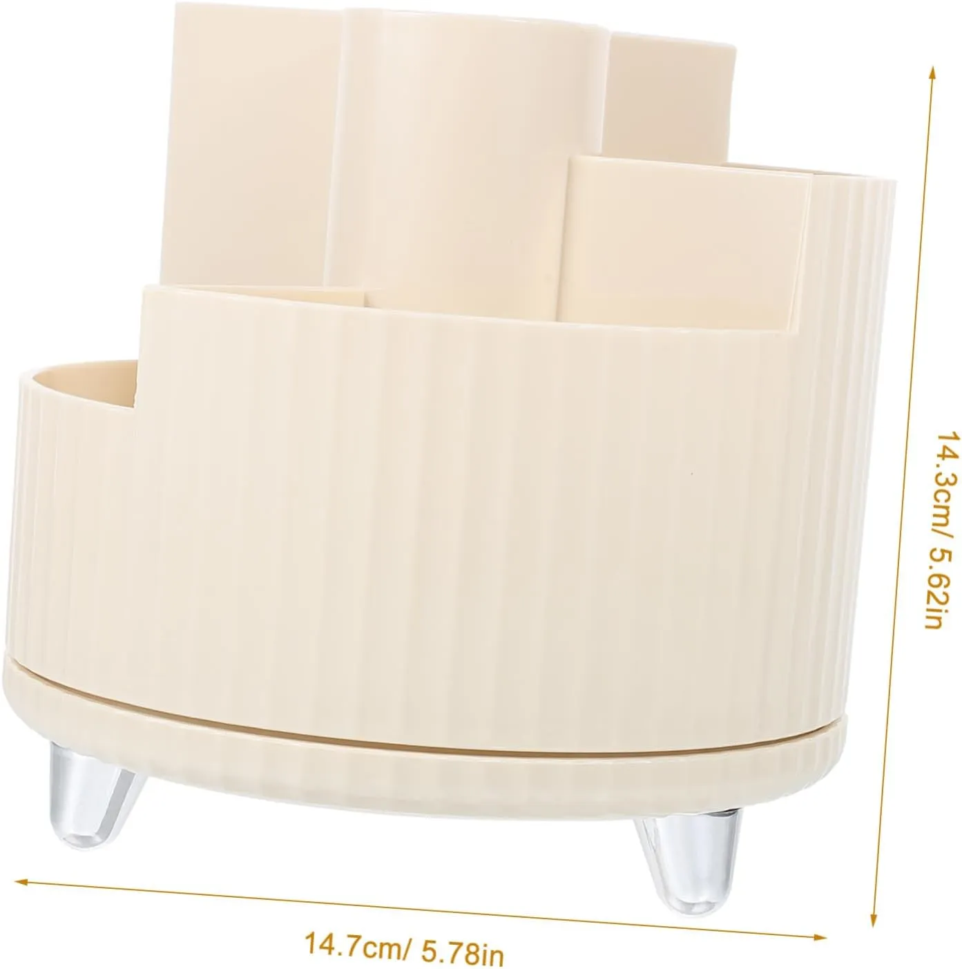Rotating Makeup Brush Organizer Multi Functional Cosmetic Storage Holder with Compartments for Efficient Categorization Creamy Decor for Home and Office Use