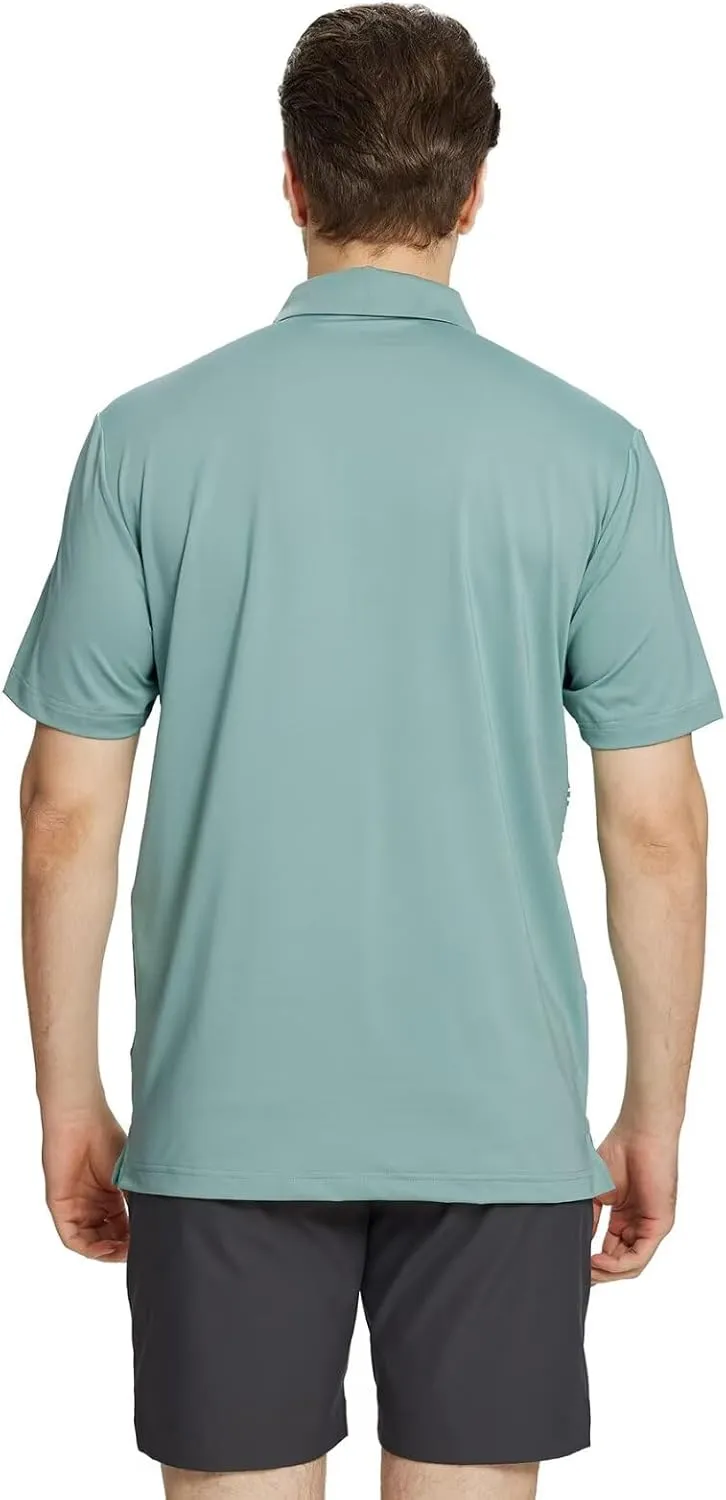 Rouen Mens Polo Shirts Short Sleeve Dry Fit Lightweight Performance Casual Athletic Striped Print Golf Shirts for Men
