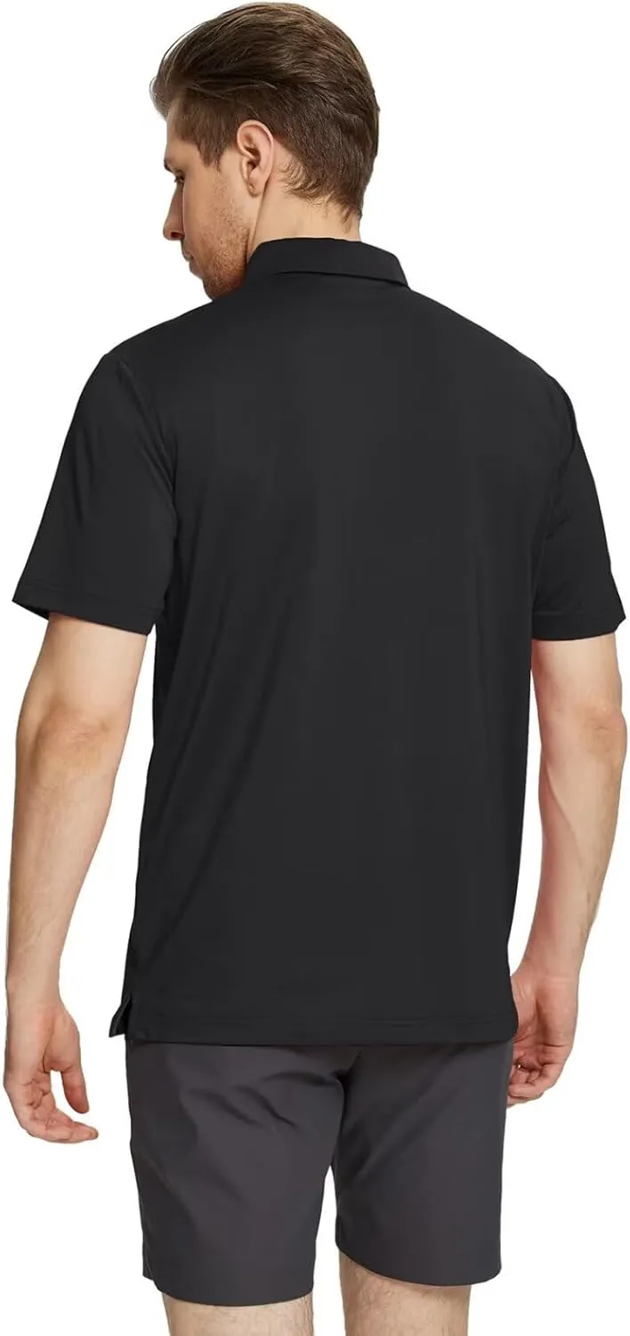 Rouen Mens Polo Shirts Short Sleeve Dry Fit Lightweight Performance Casual Athletic Striped Print Golf Shirts for Men