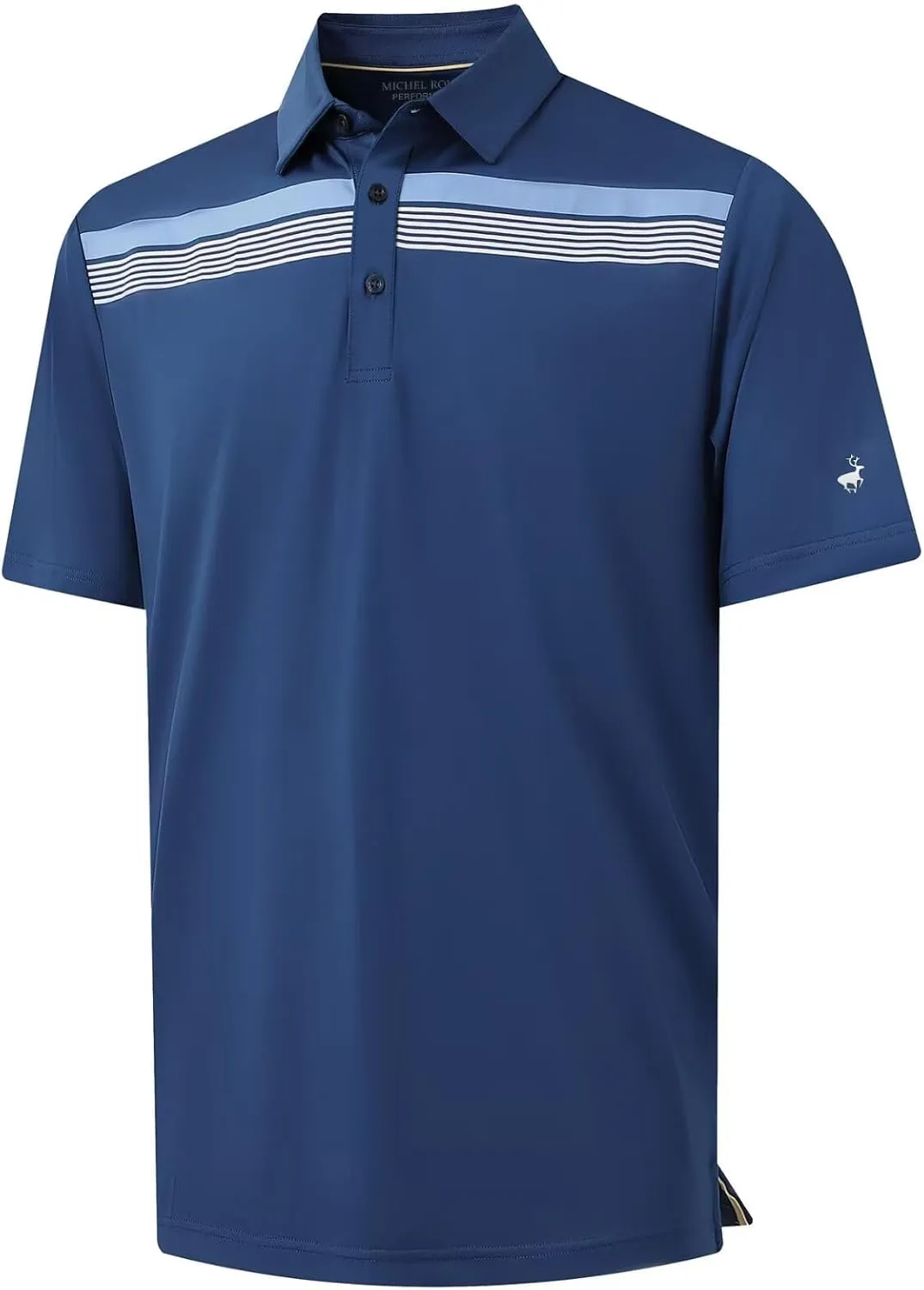 Rouen Mens Polo Shirts Short Sleeve Dry Fit Lightweight Performance Casual Athletic Striped Print Golf Shirts for Men