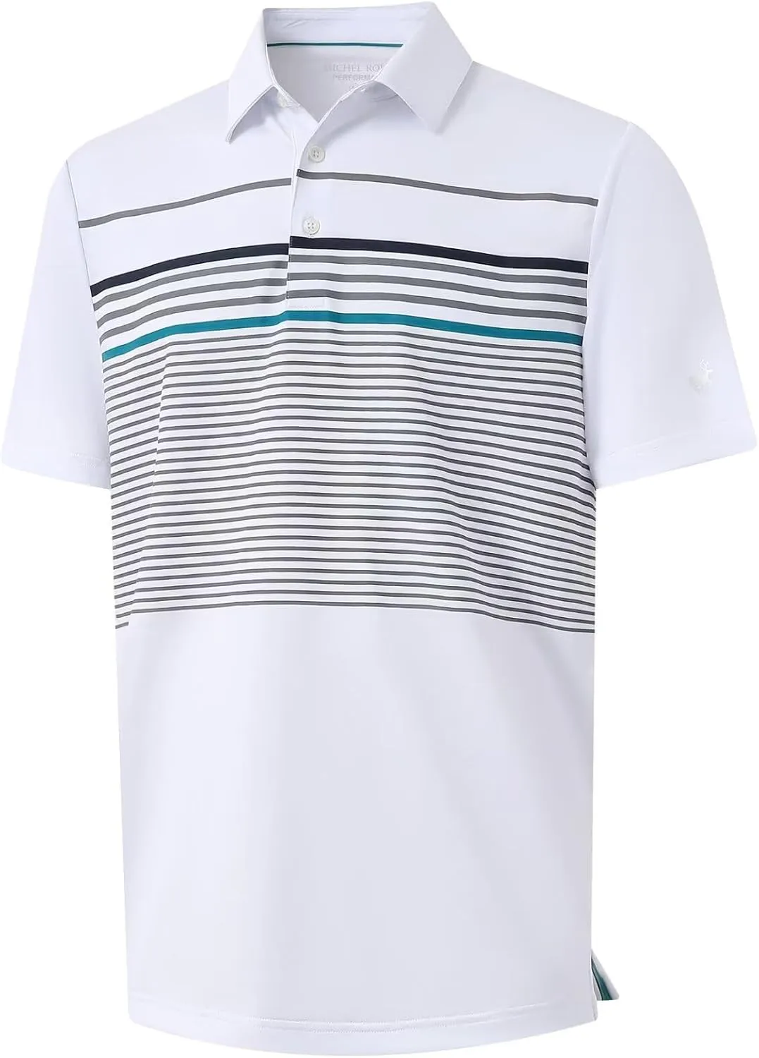 Rouen Mens Polo Shirts Short Sleeve Dry Fit Lightweight Performance Casual Athletic Striped Print Golf Shirts for Men