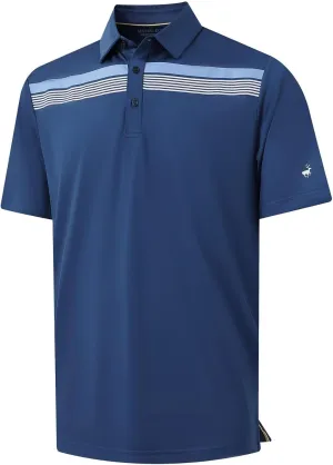 Rouen Mens Polo Shirts Short Sleeve Dry Fit Lightweight Performance Casual Athletic Striped Print Golf Shirts for Men