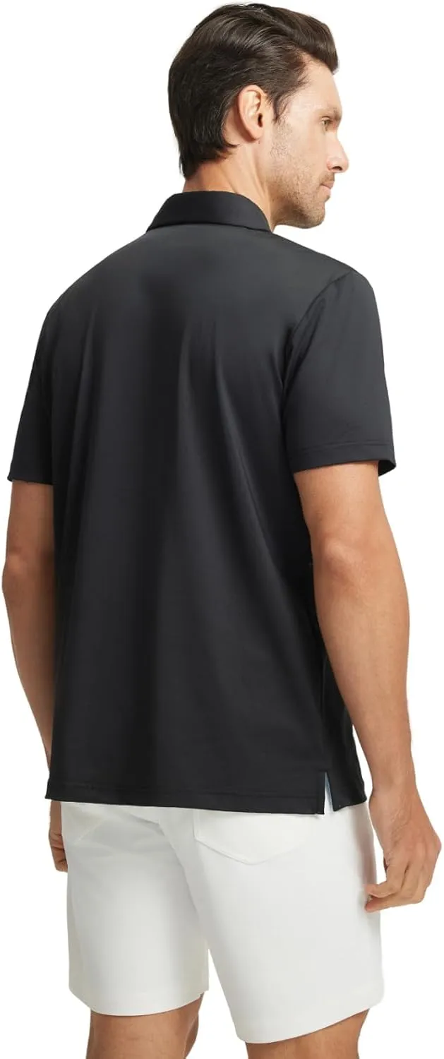 Rouen Mens Polo Shirts Short Sleeve Dry Fit Lightweight Performance Casual Athletic Striped Print Golf Shirts for Men