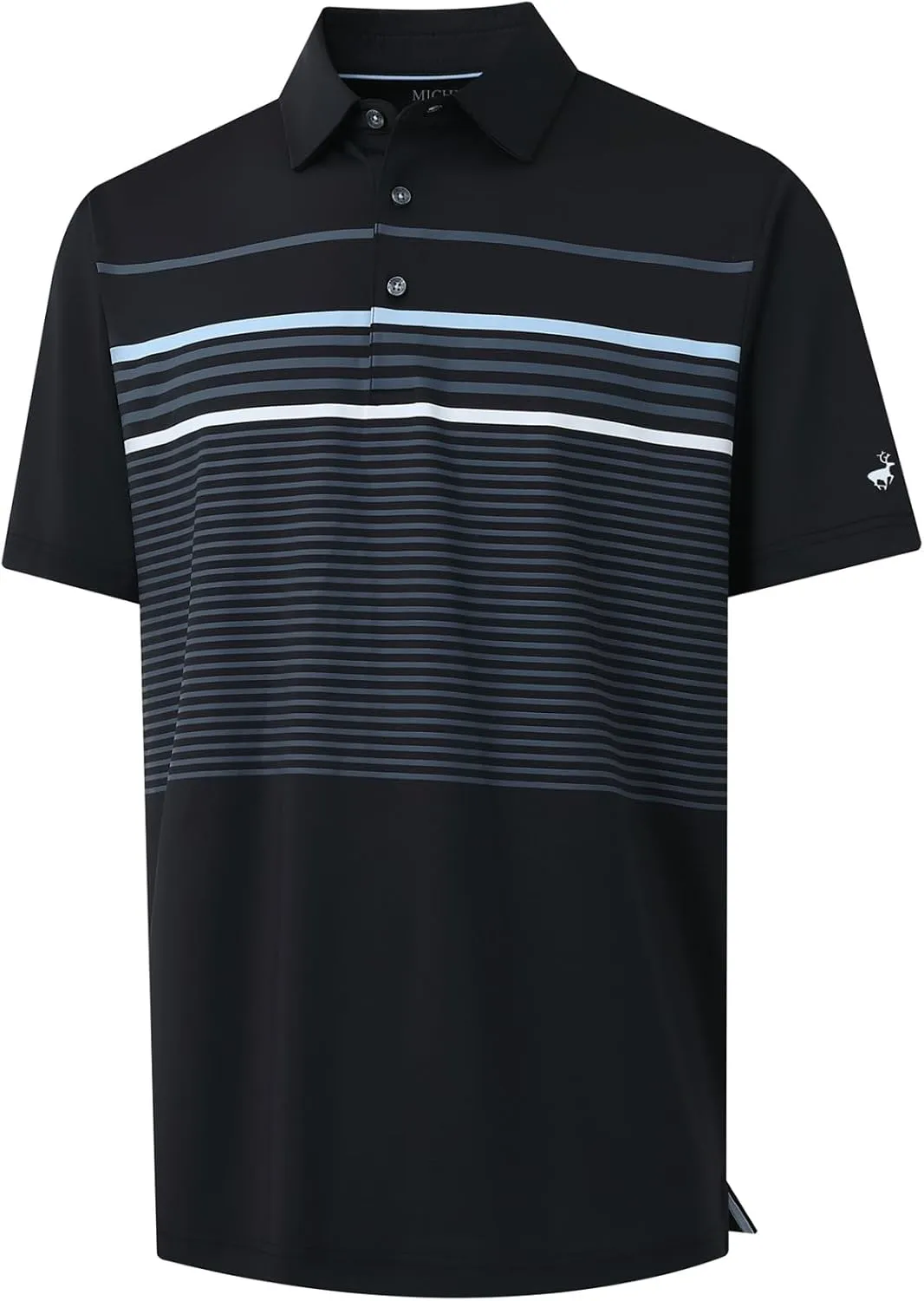 Rouen Mens Polo Shirts Short Sleeve Dry Fit Lightweight Performance Casual Athletic Striped Print Golf Shirts for Men