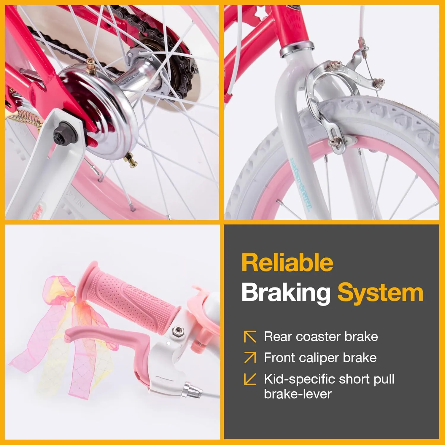 RoyalBaby Girls Bike EZ Bike Stargirl Training Free Balance to Pedal Easy Learning Bicycle, 12-20 Inch for Toddlers & Big Kids.