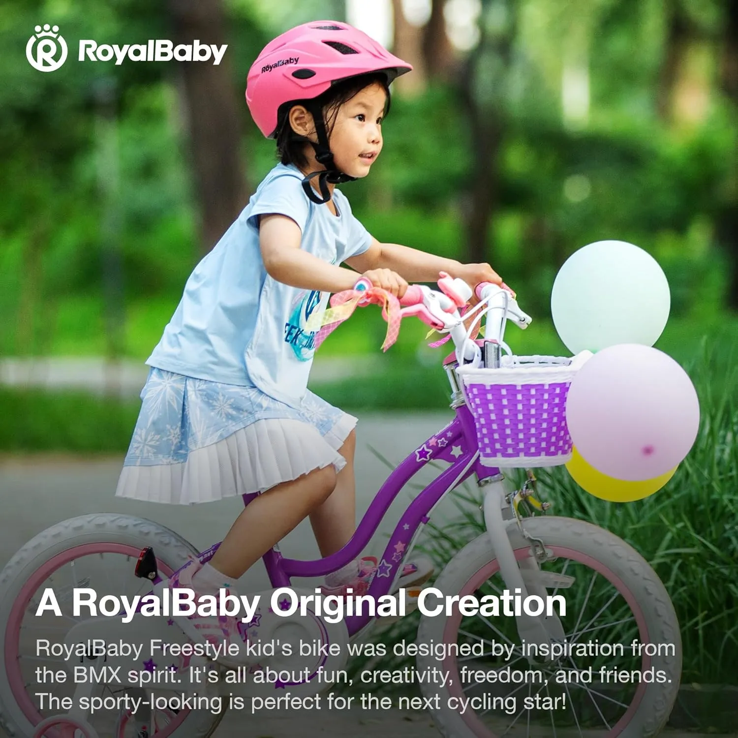 RoyalBaby Girls Bike EZ Bike Stargirl Training Free Balance to Pedal Easy Learning Bicycle, 12-20 Inch for Toddlers & Big Kids.