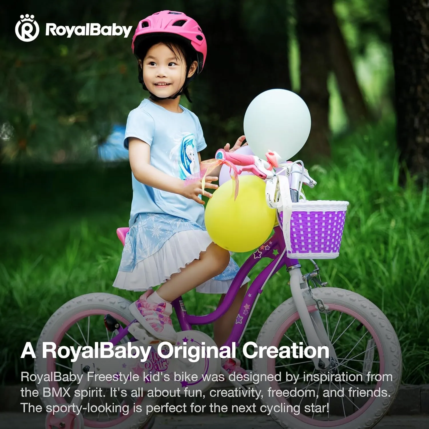 RoyalBaby Girls Bike EZ Bike Stargirl Training Free Balance to Pedal Easy Learning Bicycle, 12-20 Inch for Toddlers & Big Kids.