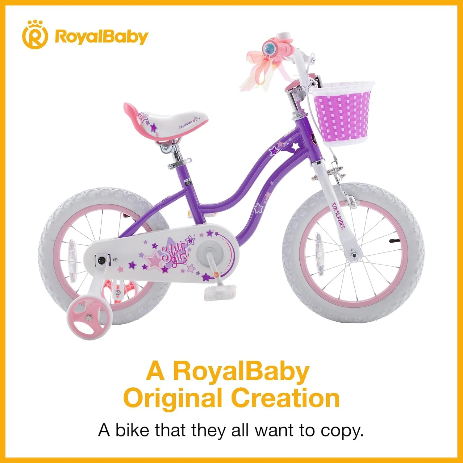 RoyalBaby Girls Bike EZ Bike Stargirl Training Free Balance to Pedal Easy Learning Bicycle, 12-20 Inch for Toddlers & Big Kids.
