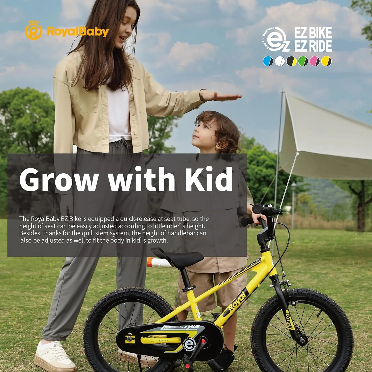RoyalBaby Kids Bike EZ Balance to Pedal Dual Handbrake Toddlers Boys Girls Bicycle 12-20 Inch for Age 3-10 Years