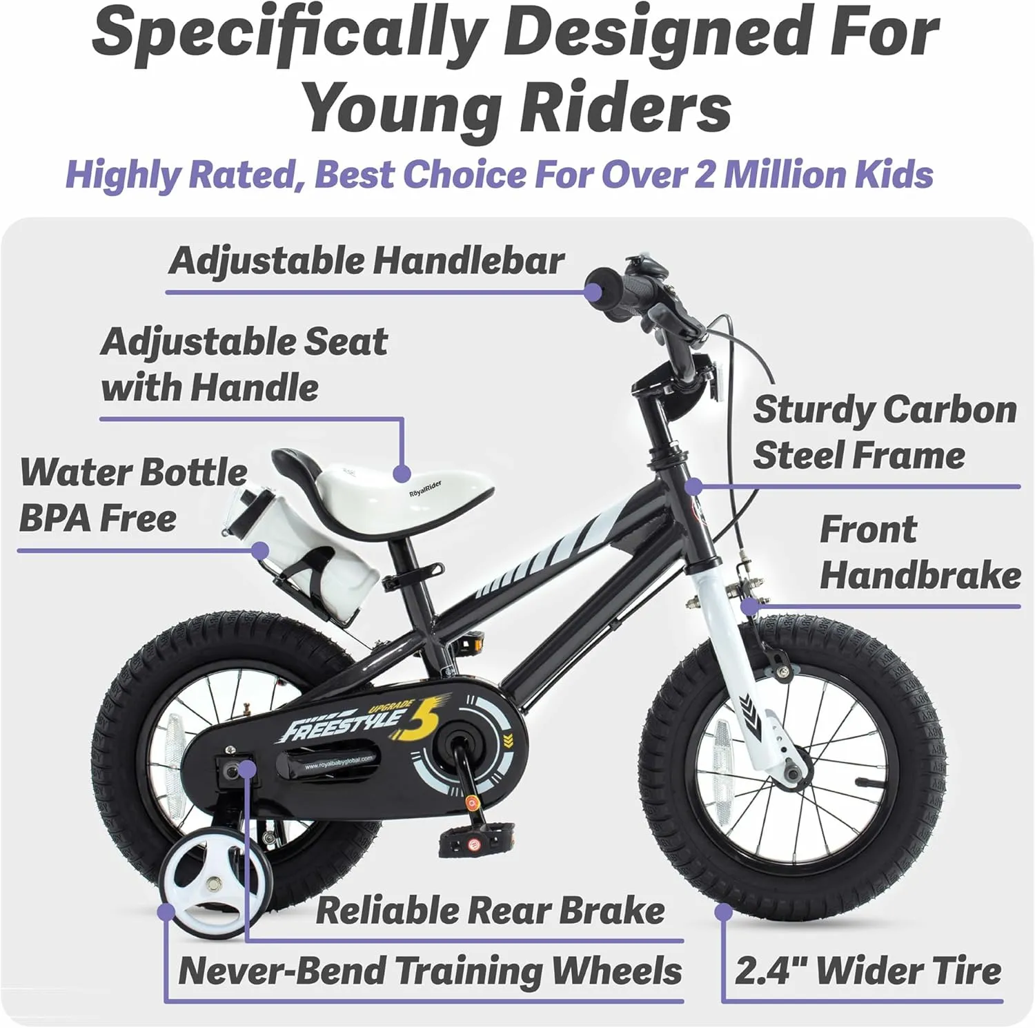 RoyalBaby Kids Bike EZ Balance to Pedal Dual Handbrake Toddlers Boys Girls Bicycle 12-20 Inch for Age 3-10 Years