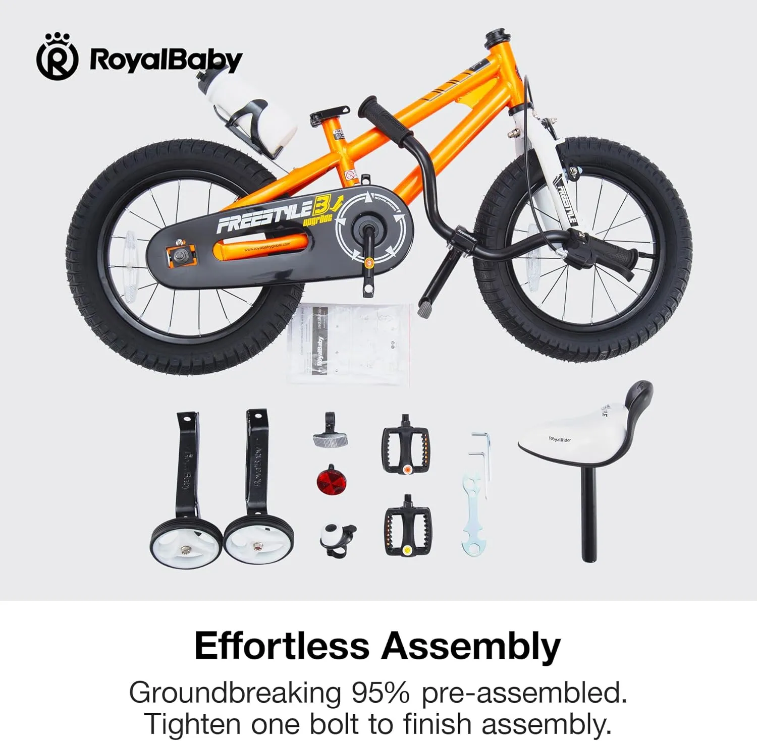 RoyalBaby Kids Bike EZ Freestyle Training Free Balance to Pedal Easy Learning Bicycle, 12-18 Inch for Toddlers to Big Kids