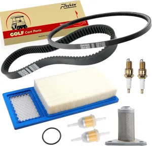 Roykaw Golf Cart Tune Up Kit w/Drive Belt & Starter Generator Belt, Includes Spark Plug Air Filter Fuel Filter for 1994-2005 TXT/Medalist/Workhorse with 295/350cc 4-Cycle Robbins Motor