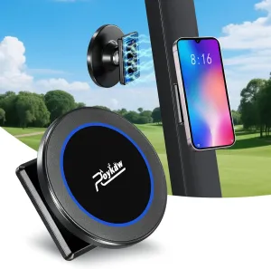 Roykaw Magnetic Golf Cart Phone Holder Compatible with MagSafe iPhone Holder 12/13/14/15/16, Portable Phone Mount for Gym, Compatible with EZGO/Club Car/Yamaha & All Metal-Body