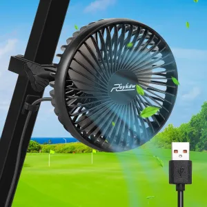 Roykaw Portable USB Powered Golf Cart Fan Compatible with EZGO Club Car Yamaha models with Square Tubing,3 Speed Setting & 360°Rotation, Long Endurance & Low Noise, Quick Release and won't fall out