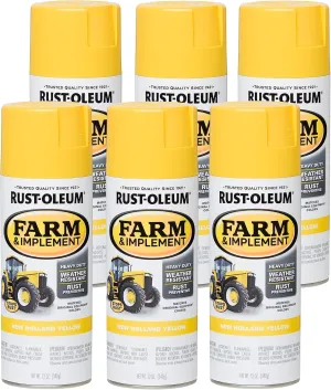 Rust-Oleum 280144-6PK Farm & Implement Spray Paint, 12 oz, New Holland Yellow, 6 Pack